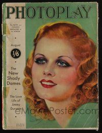 4b227 PHOTOPLAY magazine August 1932 art of Jean Harlow by Earl Christy, Shady Dames of the Screen!