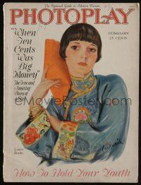 4b223 PHOTOPLAY magazine February 1927 wonderful art of Louise Brooks by Carl Van Buskirk!