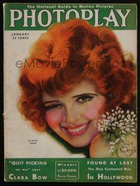4b224 PHOTOPLAY magazine January 1931 great art of sexy winking Clara Bow by Earl Christy!