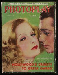 4b226 PHOTOPLAY magazine January 1932 art of Greta Garbo & young Clark Gable by Earl Christy!