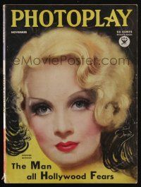 4b228 PHOTOPLAY magazine November 1933 art of Marlene Dietrich by Earl Christy, Jean Harlow!