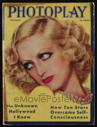 4b225 PHOTOPLAY magazine October 1931 art of blonde Joan Crawford by Earl Christy, Clark Gable