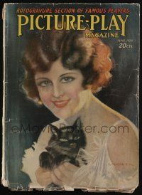 4b303 PICTURE PLAY magazine June 1920 cover art of Shirley Mason with cat by Hamilton King!