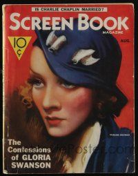4b244 SCREEN BOOK magazine August 1933 art of Marlene Dietrich, Confessions of Gloria Swanson!