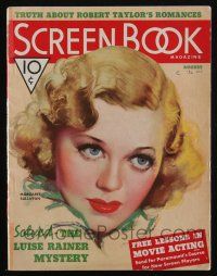 4b250 SCREEN BOOK magazine August 1936 art of Margaret Sullavan by Zoe Mozert, Capricious Cagney!