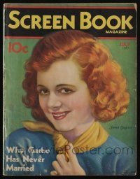 4b238 SCREEN BOOK magazine July 1932 art of Janet Gaynor by Jose Recoder, why Garbo never married!