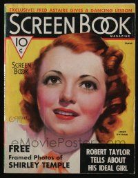 4b249 SCREEN BOOK magazine June 1936 art of Janet Gaynor by Zoe Mozert, Bette Davis in person!