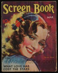 4b236 SCREEN BOOK magazine March 1932 art of Marian Marsh by Martha Sawyers, heartbroken Sidney!