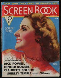 4b248 SCREEN BOOK magazine May 1936 art of Norma Shearer by Zoe Mozert, Gable talks about his past!