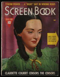 4b259 SCREEN BOOK magazine May 1939 Bette Davis in Juarez, Claudette Colbert censors the censors!