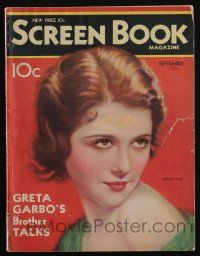 4b240 SCREEN BOOK magazine Sep 1932 art of Sidney Fox by Jose Recoder, Joan steals Gloria's show!