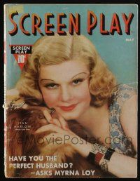 4b275 SCREEN PLAY magazine May 1937 Jean Harlow by James Doolittle, Simone Simon, Frances Farmer