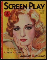 4b265 SCREEN PLAY magazine Nov 1932 art of Madge Evans by Henry Clive, Mickey Mouse comes to life!