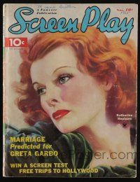 4b270 SCREEN PLAY magazine November 1935 art of Katharine Hepburn, untold story of Bette Davis!