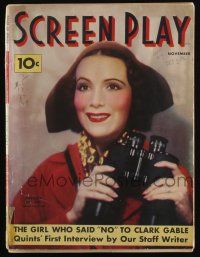 4b273 SCREEN PLAY magazine November 1936 Dolores Del Rio by Edwin Bower Hesser, color Clark Gable!