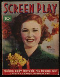 4b272 SCREEN PLAY magazine October 1936 Josephine Hutchinson by Edwin Bower Hesser, Chaplin!