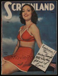 4b289 SCREENLAND magazine June 1943 Dorothy Lamour by Whitey Schafer, Private Alan Ladd in color!