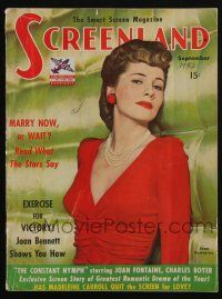 4b288 SCREENLAND magazine September 1942 Joan Fontaine in The Constant Nymph, sexy Veronica Lake!