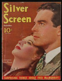 4b307 SILVER SCREEN magazine December 1939 art of MacMurray & Barbara Stanwyck by Marland Stone!
