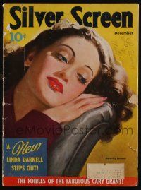 4b308 SILVER SCREEN magazine December 1941 art of Dorothy Lamour by Marland Stone, Humphrey Bogart
