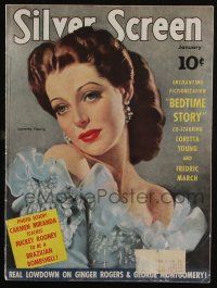 4b309 SILVER SCREEN magazine January 1942 art of Loretta Young by Marland Stone, Thin Man, Capra!