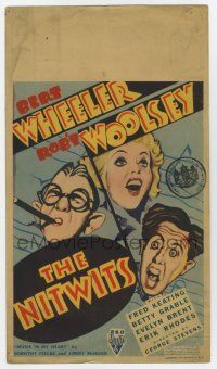 4b003 NITWITS mini WC '35 great art of Wheeler & Woolsey, pretty young Betty Grable shown!