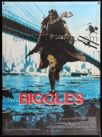 4c527 BIGGLES French 1p '86 great artwork of time traveler Neil Dickson with gun!