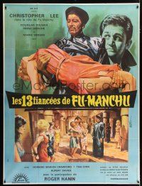 4c546 BRIDES OF FU MANCHU French 1p '66 Asian villain Christopher Lee, different art by Mascii!