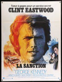 4c604 EIGER SANCTION French 1p '75 cool different art of Clint Eastwood by Jean Mascii!