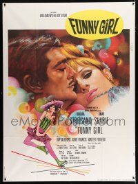 4c646 FUNNY GIRL French 1p '69 different art of Barbra Streisand & Omar Sharif by Jean Mascii!