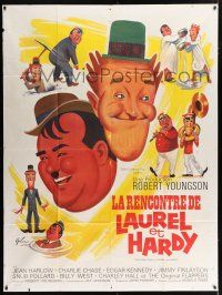 4c648 FURTHER PERILS OF LAUREL & HARDY French 1p '67 different art of Stan & Ollie by Grinsson!