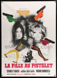 4c658 GIRL WITH THE PISTOL French 1p '68 sexy Monica Vitti, Stanley Baker, great crime artwork!