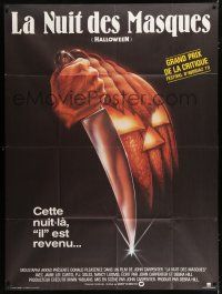 4c677 HALLOWEEN French 1p '79 John Carpenter classic, great Bob Gleason jack-o-lantern art!