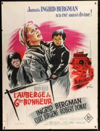4c718 INN OF THE SIXTH HAPPINESS French 1p '59 different art of Ingrid Bergman by Boris Grinsson!