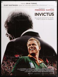 4c719 INVICTUS French 1p '10 Morgan Freeman as Nelson Mandela, Matt Damon, rugby!