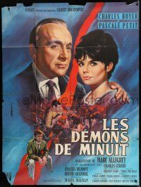4c801 MIDNIGHT FOLLY French 1p '61 Jean Mascii art of Charles Boyer & Pascale Petit!