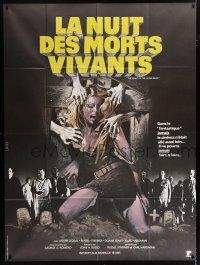 4c823 NIGHT OF THE LIVING DEAD French 1p R70s George Romero zombie classic, different Landi art!