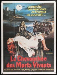 4c824 NIGHT OF THE SEAGULLS French 1p '77 wild different art of zombie knight carrying girl!