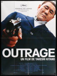 4c840 OUTRAGE French 1p '10 super close full-length image of Takeshi Kitano pointing gun!