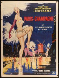 4c843 PARIS-CHAMPAGNE French 1p '62 Sinclare art of sexy near-naked Moulin Rouge dancers!