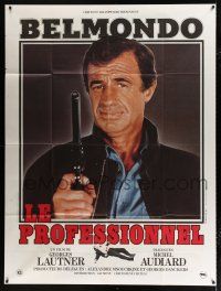 4c864 PROFESSIONAL white French 1p '81 Lautner's Le Professionnel, Jean-Paul Belmondo with gun!