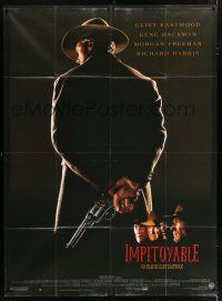 4c971 UNFORGIVEN French 1p '92 classic image of gunslinger Clint Eastwood with his back turned!
