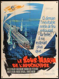 4c976 VOYAGE TO THE BOTTOM OF THE SEA French 1p '61 different fantasy sci-fi art of cool submarine!
