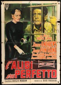 4c011 BEYOND A REASONABLE DOUBT Italian 1p '56 Fritz Lang, Olivetti art of Dana Andrews & Fontaine!