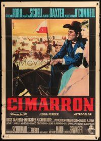 4c026 CIMARRON Italian 1p '60 Anthony Mann, different art of Glenn Ford & Maria Schell by Nistri!