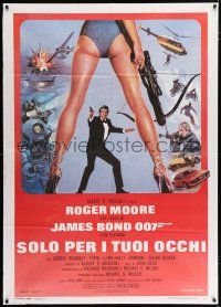 4c050 FOR YOUR EYES ONLY Italian 1p '81 Roger Moore as James Bond 007, art by Brian Bysouth!