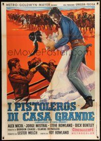 4c058 GUNFIGHTERS OF CASA GRANDE Italian 1p '65 different Avelli art of Alex Nicol grabbing woman!