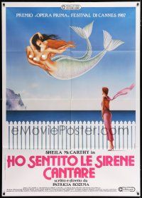 4c069 I'VE HEARD THE MERMAIDS SINGING Italian 1p '88 Cecchini art of topless mermaids kissing!