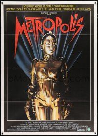 4c086 METROPOLIS Italian 1p R84 Fritz Lang classic, great Nikosey art of robot Brigitte Helm!