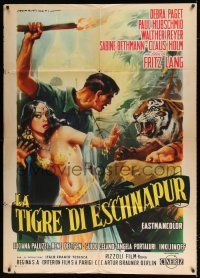 4c121 TIGER OF ESCHNAPUR Italian 1p R1961 Fritz Lang, art of sexy Debra Paget by Martinati!